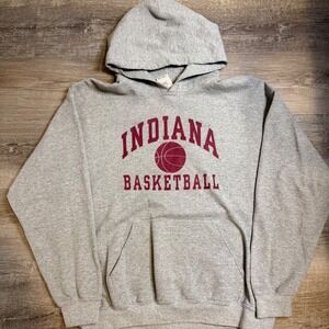 Gildan Indiana Hoosiers Basketball Hoodie Grey Mens Size L